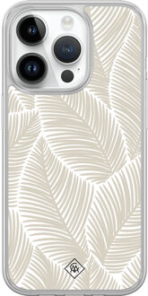 Casimoda iPhone 14 Pro hybride hoesje - Palmy leaves beige Bruin/beige