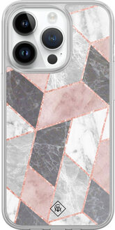 Casimoda iPhone 14 Pro hybride hoesje - Stone grid Paars