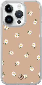 Casimoda iPhone 14 Pro hybride hoesje - Sweet daisies Bruin/beige