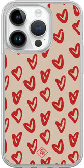 Casimoda iPhone 14 Pro hybride hoesje - Sweet hearts Rood