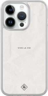 Casimoda iPhone 14 Pro hybride hoesje - Vive la vie Grijs/zilverkleurig