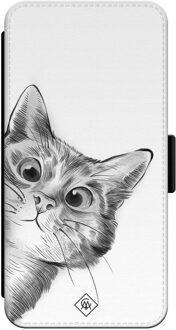 Casimoda iPhone 14 Pro Max flipcase - Kat kiekeboe Wit