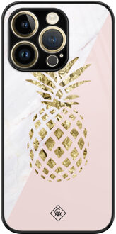 Casimoda iPhone 14 Pro Max glazen hardcase - Ananas Roze