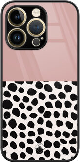 Casimoda iPhone 14 Pro Max glazen hardcase - Pink dots Roze