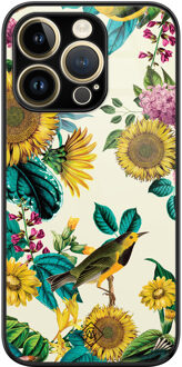 Casimoda iPhone 14 Pro Max glazen hardcase - Sunflowers Geel