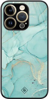 Casimoda iPhone 14 Pro Max glazen hardcase - Touch of mint