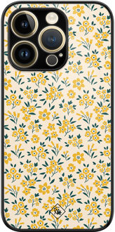 Casimoda iPhone 14 Pro Max glazen hardcase - Yellow garden Geel
