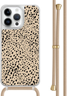 Casimoda iPhone 14 Pro Max hoesje met beige koord - Spot on Bruin/beige
