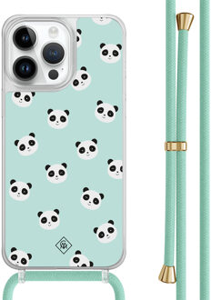 Casimoda iPhone 14 Pro Max hoesje met mint koord - Panda print