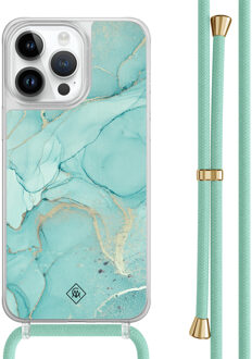 Casimoda iPhone 14 Pro Max hoesje met mint koord - Touch of mint