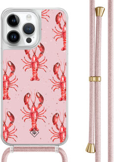 Casimoda iPhone 14 Pro Max hoesje met rosegoud koord - Lobster Roze
