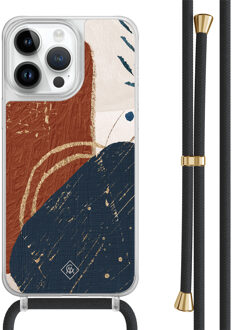 Casimoda iPhone 14 Pro Max hoesje met zwart koord - Abstract terracotta Blauw