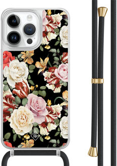 Casimoda iPhone 14 Pro Max hoesje met zwart koord - Flowerpower Multi