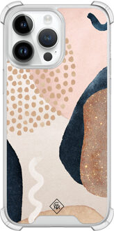 Casimoda iPhone 14 Pro Max shockproof hoesje - Abstract dots Bruin/beige