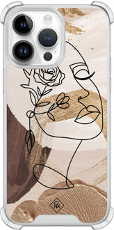 Casimoda iPhone 14 Pro Max shockproof hoesje - Abstract gezicht bruin Bruin/beige