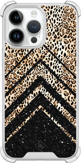 Casimoda iPhone 14 Pro Max shockproof hoesje - Chevron luipaard Bruin/beige