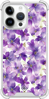 Casimoda iPhone 14 Pro Max shockproof hoesje - Floral violet Paars