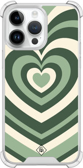 Casimoda iPhone 14 Pro Max shockproof hoesje - Groen hart swirl