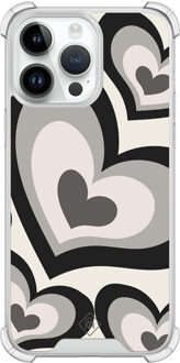 Casimoda iPhone 14 Pro Max shockproof hoesje - Hart swirl zwart