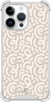 Casimoda iPhone 14 Pro Max shockproof hoesje - Ivory abstraction Bruin/beige