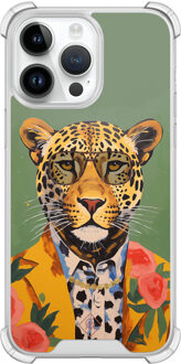 Casimoda iPhone 14 Pro Max shockproof hoesje - Luipaard hipster Groen
