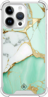 Casimoda iPhone 14 Pro Max shockproof hoesje - Marmer mintgroen