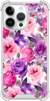 Casimoda iPhone 14 Pro Max shockproof hoesje - Rosy blooms Paars