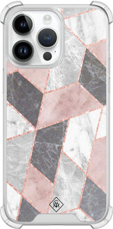Casimoda iPhone 14 Pro Max shockproof hoesje - Stone grid Roze