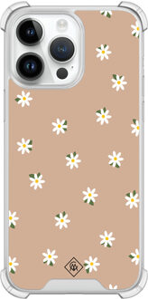 Casimoda iPhone 14 Pro Max shockproof hoesje - Sweet daisies Bruin/beige