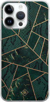 Casimoda iPhone 14 Pro Max siliconen hoesje - Abstract groen
