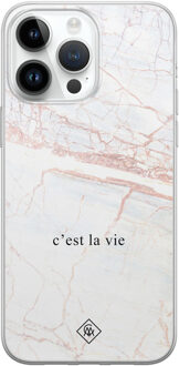Casimoda iPhone 14 Pro Max siliconen hoesje - C'est la vie Bruin/beige