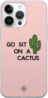 Casimoda iPhone 14 Pro Max siliconen hoesje - Go sit on a cactus Roze