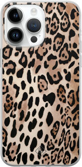 Casimoda iPhone 14 Pro Max siliconen hoesje - Golden wildcat Bruin/beige