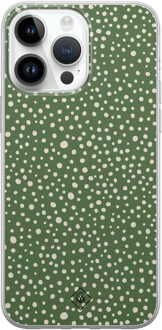 Casimoda iPhone 14 Pro Max siliconen hoesje - Green dots Groen