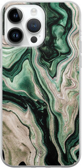 Casimoda iPhone 14 Pro Max siliconen hoesje - Green waves Groen