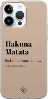 Casimoda iPhone 14 Pro Max siliconen hoesje - Hakuna matata Bruin/beige