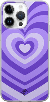 Casimoda iPhone 14 Pro Max siliconen hoesje - Hart swirl paars
