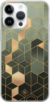 Casimoda iPhone 14 Pro Max siliconen hoesje - Kubus groen