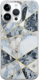 Casimoda iPhone 14 Pro Max siliconen hoesje - Marmer blauw
