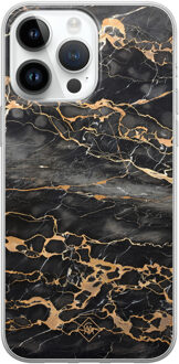 Casimoda iPhone 14 Pro Max siliconen hoesje - Marmer grijs brons Grijs/zilverkleurig