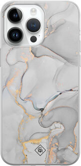 Casimoda iPhone 14 Pro Max siliconen hoesje - Marmer grijs Grijs/zilverkleurig