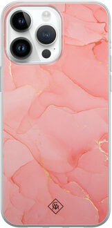 Casimoda iPhone 14 Pro Max siliconen hoesje - Marmer roze