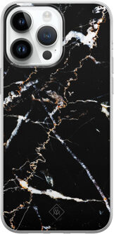 Casimoda iPhone 14 Pro Max siliconen hoesje - Marmer zwart