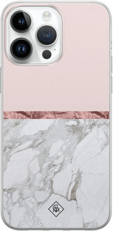 Casimoda iPhone 14 Pro Max siliconen hoesje - Rose all day Grijs/zilverkleurig, Roze