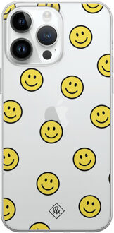 Casimoda iPhone 14 Pro Max siliconen hoesje - Smileys Geel, Transparant