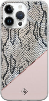 Casimoda iPhone 14 Pro Max siliconen hoesje - Snake print Roze