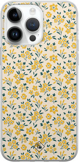 Casimoda iPhone 14 Pro Max siliconen hoesje - Yellow garden Goudkleurig
