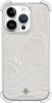 Casimoda iPhone 14 Pro shockproof hoesje - Abstract beige waves Geel
