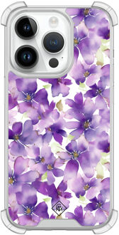 Casimoda iPhone 14 Pro shockproof hoesje - Floral violet Paars