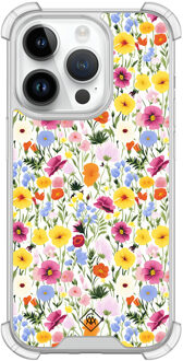 Casimoda iPhone 14 Pro shockproof hoesje - Happy flora Bruin/beige